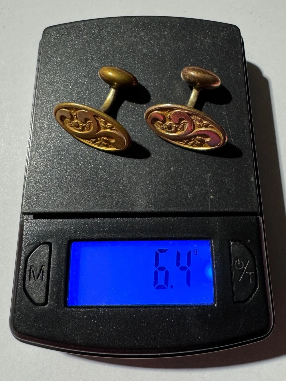 Antique Victorian Pair Gold Filled Bean Back Cufflinks c. 1895-1910 Oval Scroll